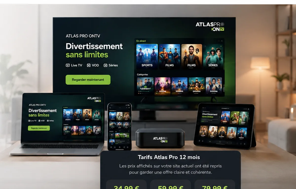 Installation Atlas Pro ONTV dans un salon avec télévision et appareils compatibles